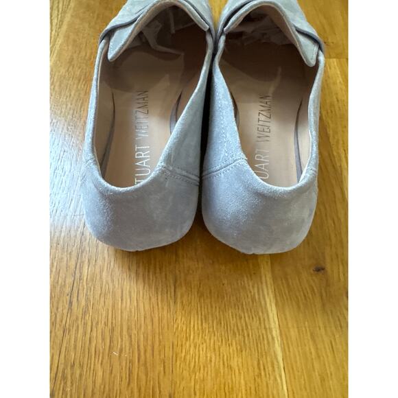 Stuart Weitzman Grey Suede Penny Loafer Neutral Flat Preppy Minimalist 7.5B - Picture 3 of 7